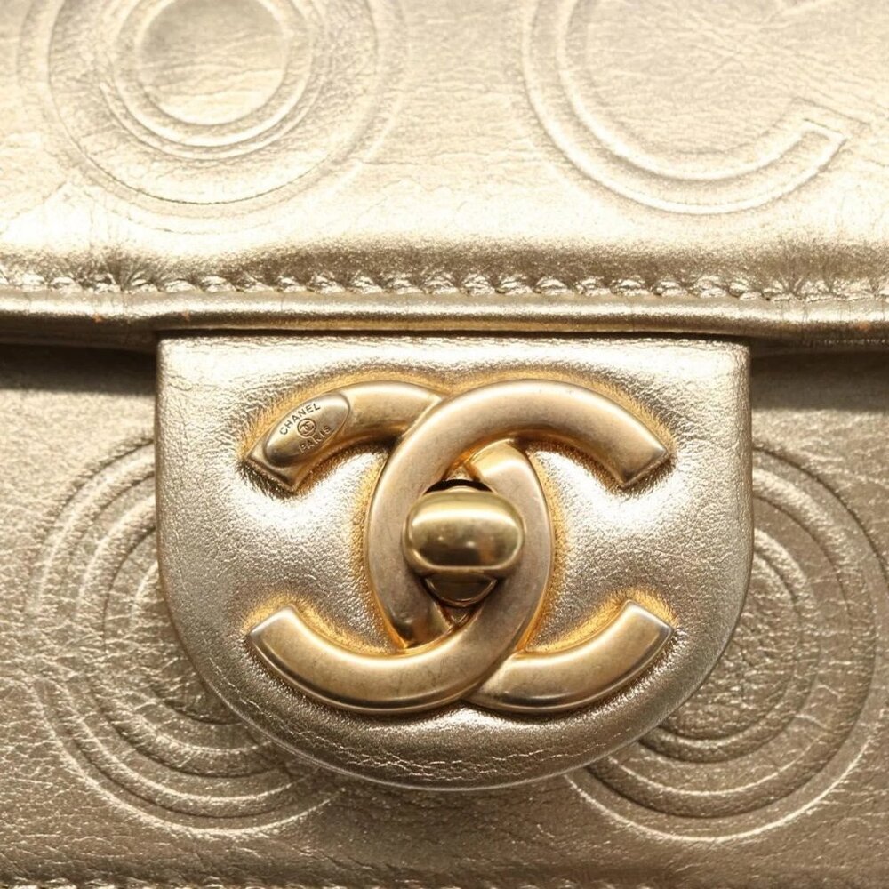 CHANEL Chain Shoulder Bag Lamb Skin Gold CC - Picture 11 of 16
